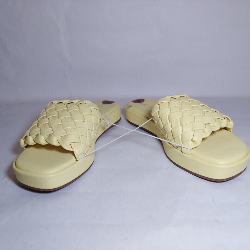Anne Klein Iflex Slide 8 Sandals Yellow Tomisina Weaved Braided Platform Beach - Picture 4 of 8